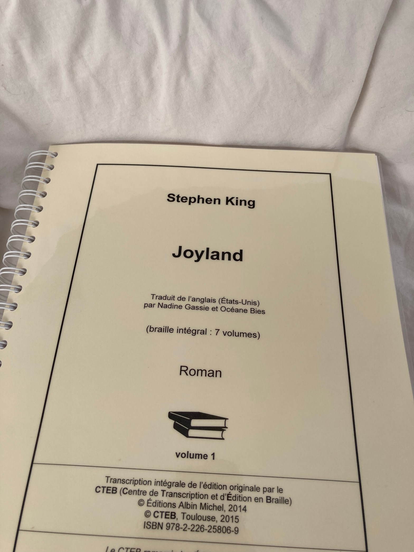 Couverture de Joyland de Stephen King (braille papier).