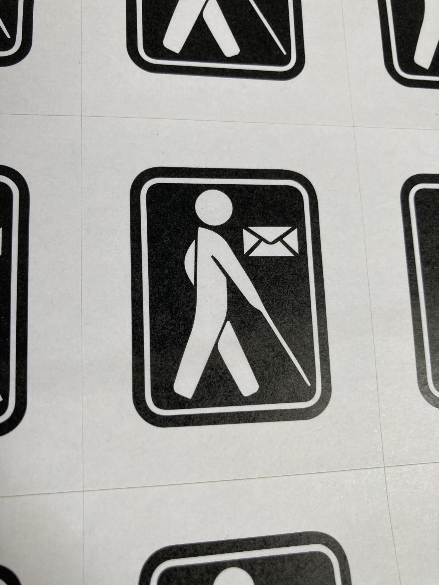 Un cécogramme dans son carnet-stick. On distingue d’autres cécogrammes autour.