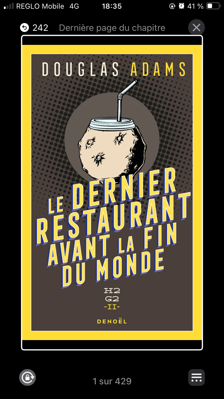 Couverture (ebook) de Le dernier restaurant avant la fin du monde (H2G2 tome 2) de Douglas Adams.